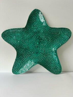 Peltrina Coastal Starfish LG Serving Dish Cast Aluminum Green Enamel Beach Decor